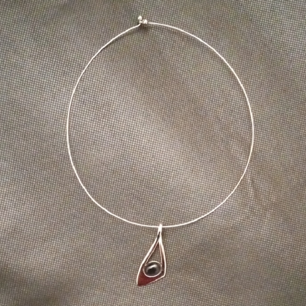 Lia Sophia Elegant Silver Necklace with Black Pendant